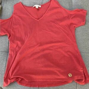 Michael Kors Coral Cold Shoulder Tee